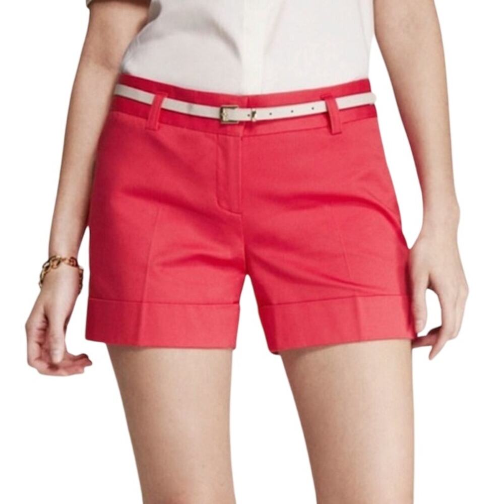 NWT Express Red Cuffed Shorts with Silver Belt Size 4R
